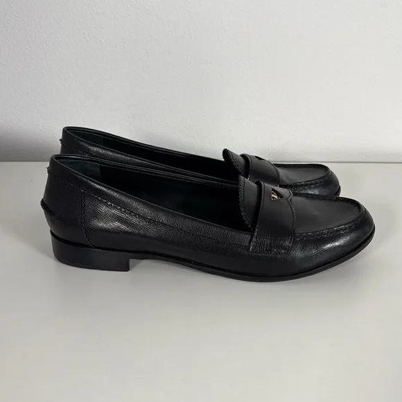 Tory Burch Black Leather Perry Penny Loafer Low Heel Flats 10
